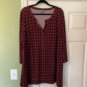 Market & Spruce Red/Black Geometric Tunic 2X NWOT